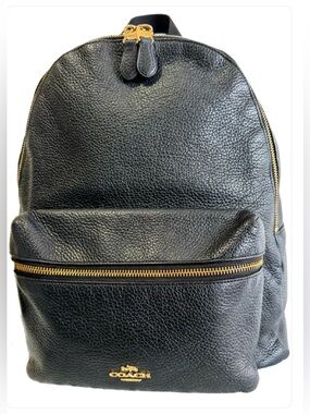 Coach Black Leather Backpack with Gold Accents-NWOT!